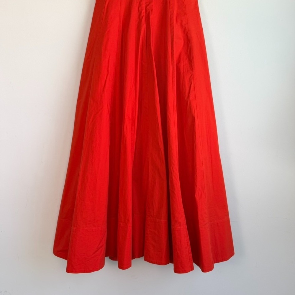 Staud Square Neck Fit and Flare Midi Dress Size 4 Red Cottagecore Quiet Luxury - Picture 8 of 12